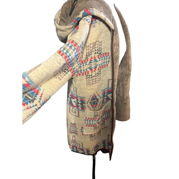 NWT MEDIUM SHERPA OPEN CLOSURE COAT WESTERN HOODIE - Picture 5 of 8